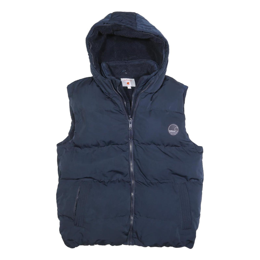 SOUL CAL & CO Womens Navy Blue Hooded Puffer Jacket 2XL Polyester Blend Zip