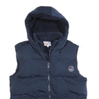 SOUL CAL & CO Womens Navy Blue Hooded Puffer Jacket 2XL Polyester Blend Zip