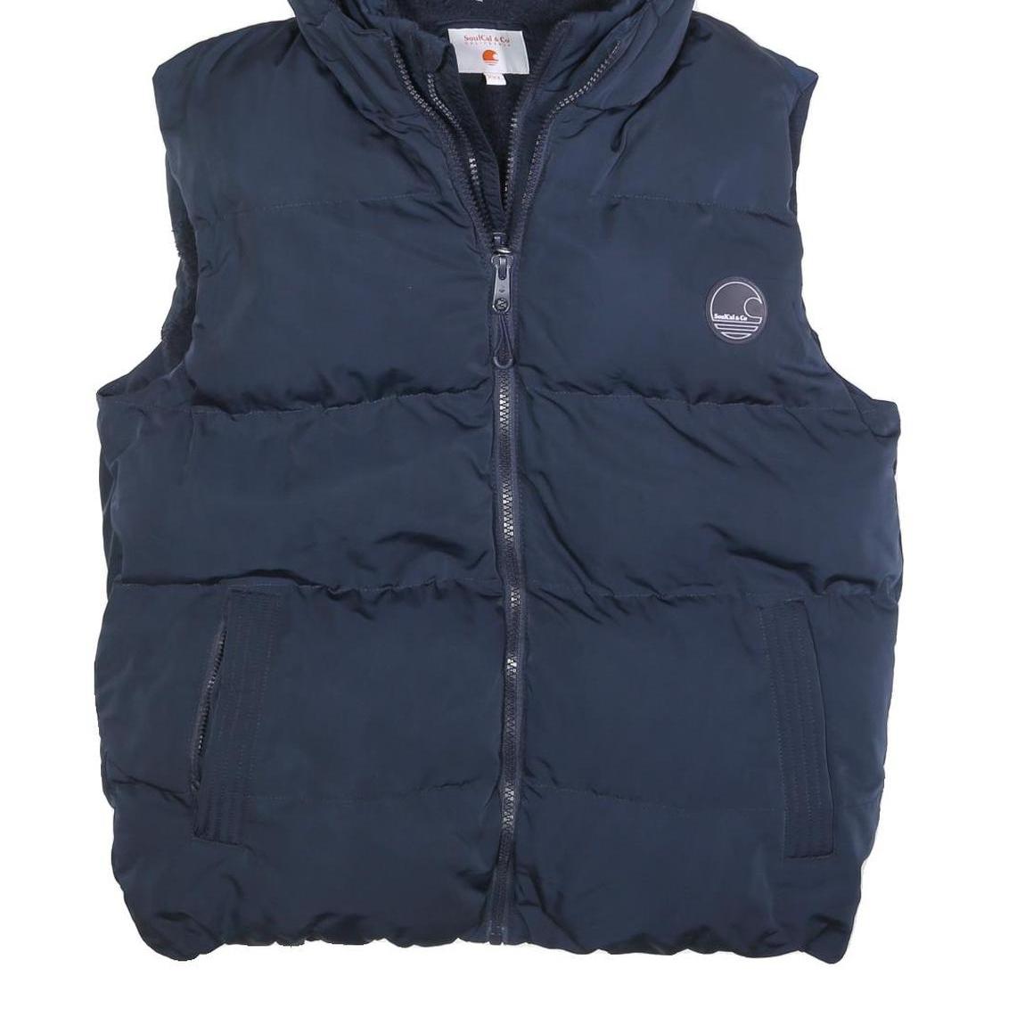 SOUL CAL & CO Womens Navy Blue Hooded Puffer Jacket 2XL Polyester Blend Zip