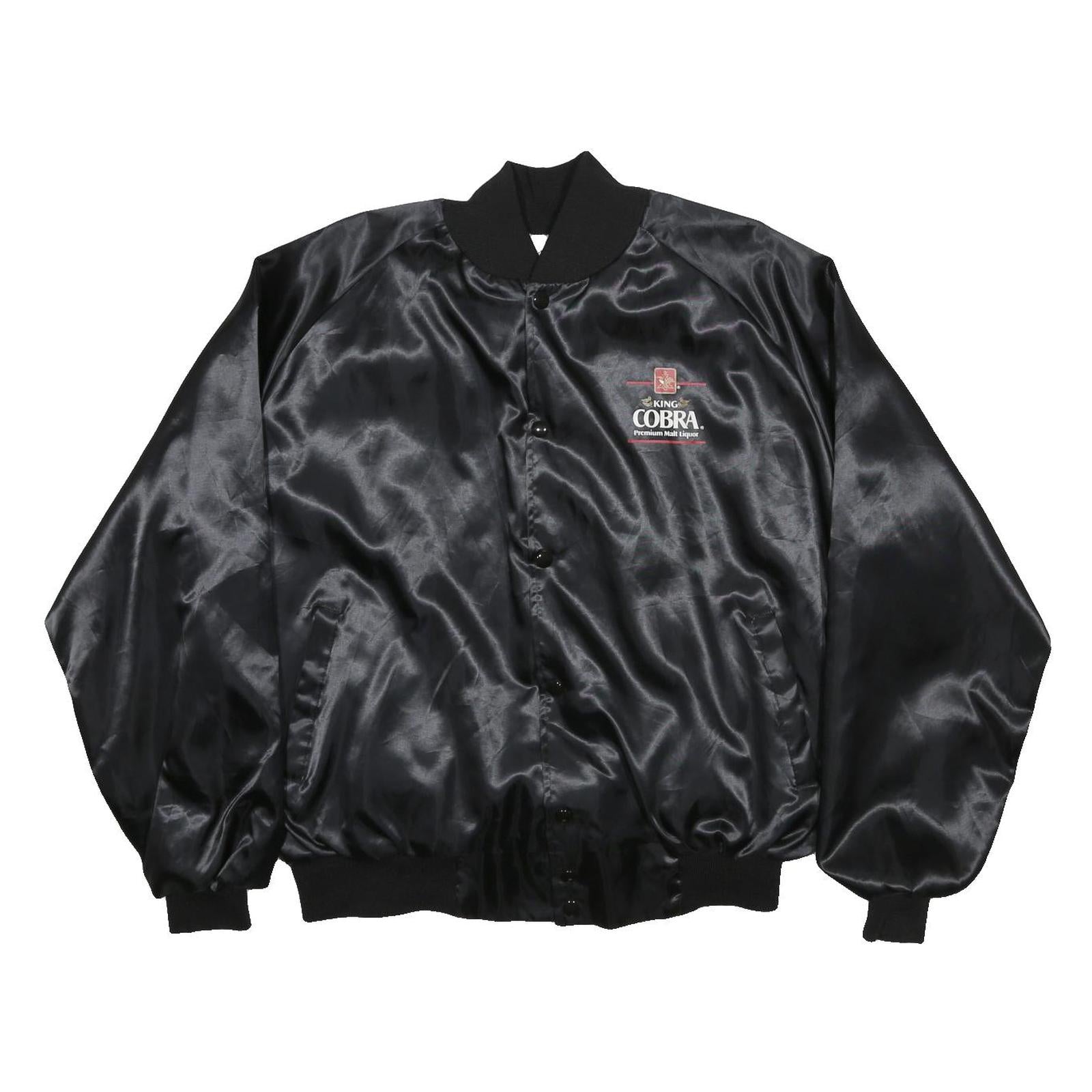 OFFICIAL PRODUCT Mens Black King Cobra Nylon Button Jacket L Satin Logo