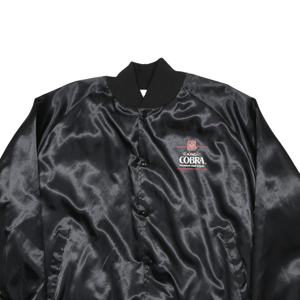 OFFICIAL PRODUCT Mens Black King Cobra Nylon Button Jacket L Satin Logo