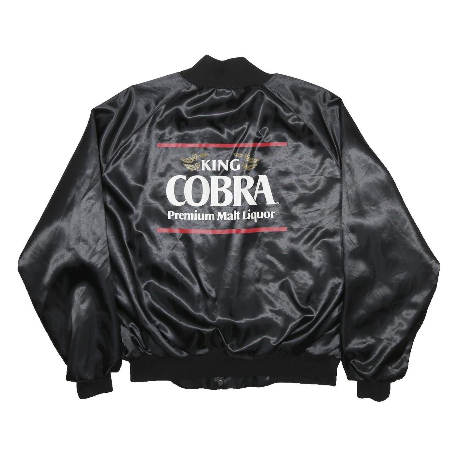 OFFICIAL PRODUCT Mens Black King Cobra Nylon Button Jacket L Satin Logo