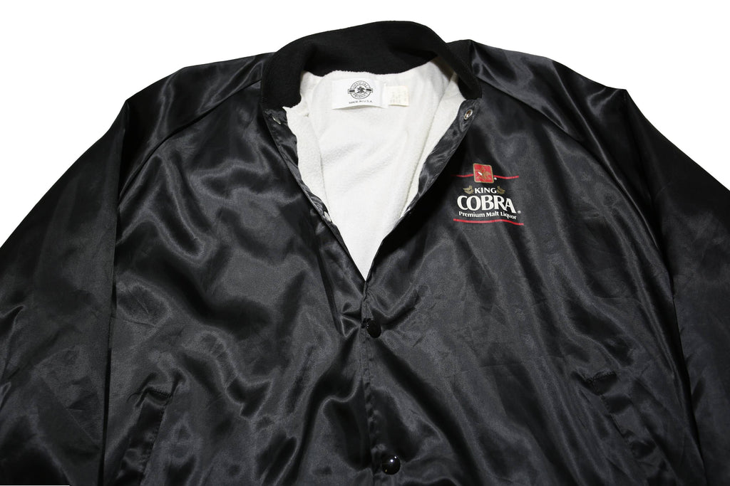 OFFICIAL PRODUCT Mens Black King Cobra Nylon Button Jacket L Satin Logo