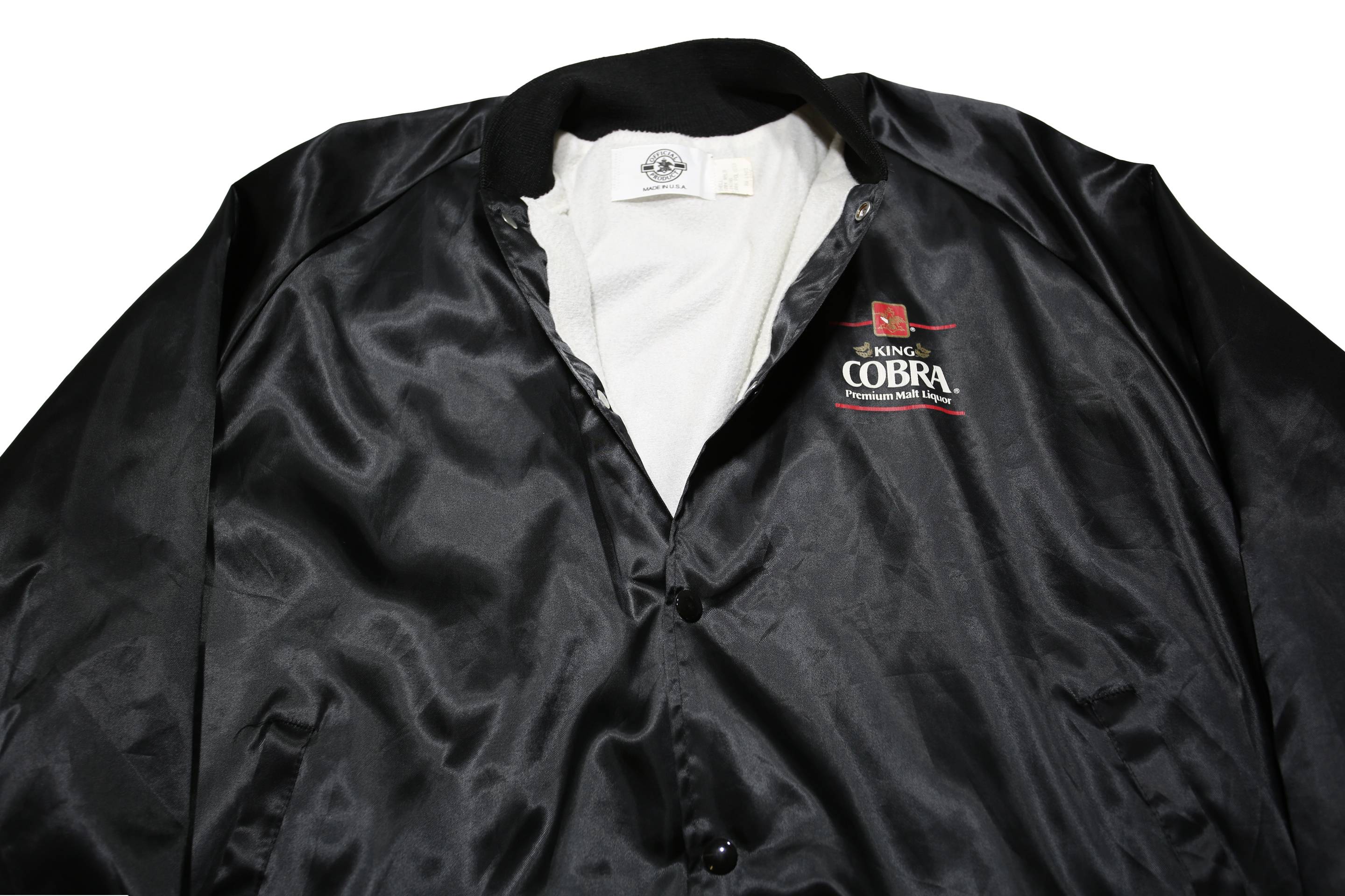 OFFICIAL PRODUCT Mens Black King Cobra Nylon Button Jacket L Satin Logo