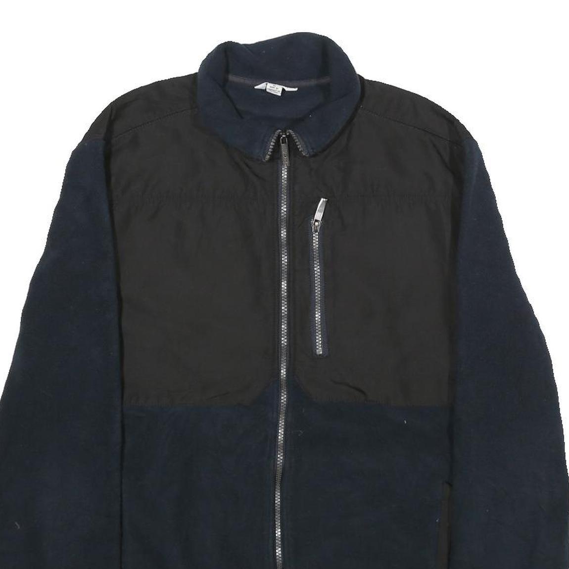 CALVIN KLEIN Womens Black & Navy Zip Up Fleece Jacket M Polyester Casual