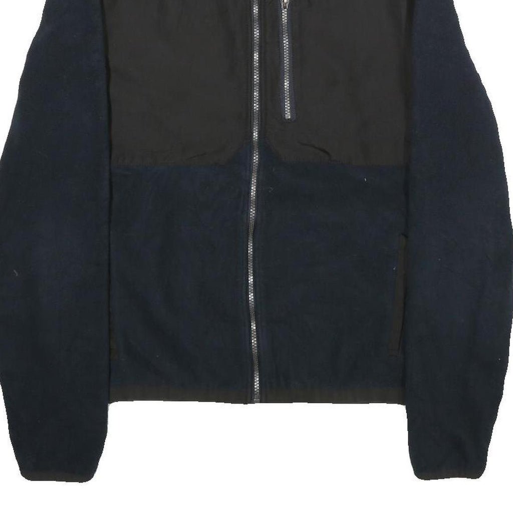 CALVIN KLEIN Womens Black & Navy Zip Up Fleece Jacket M Polyester Casual