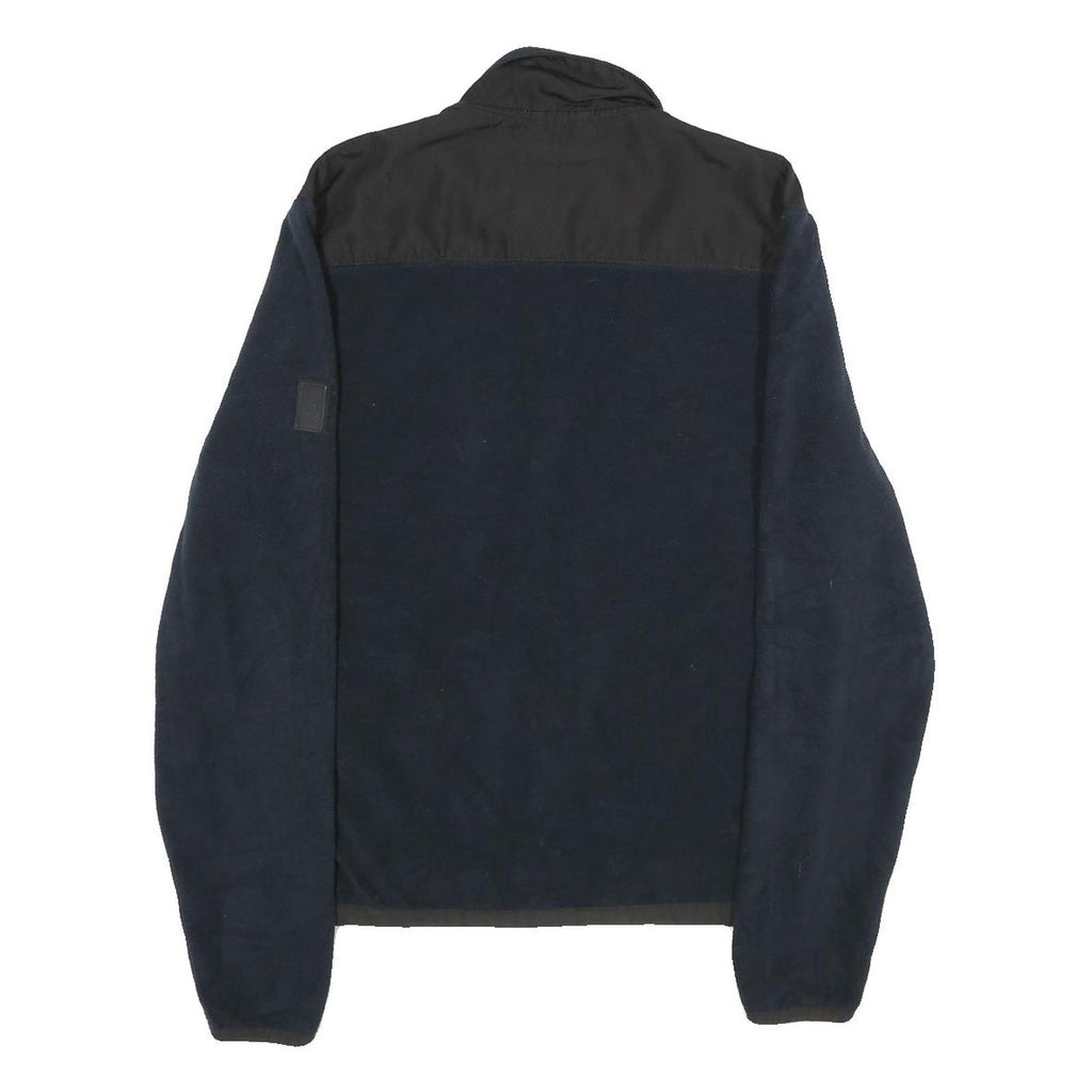 CALVIN KLEIN Womens Black & Navy Zip Up Fleece Jacket M Polyester Casual