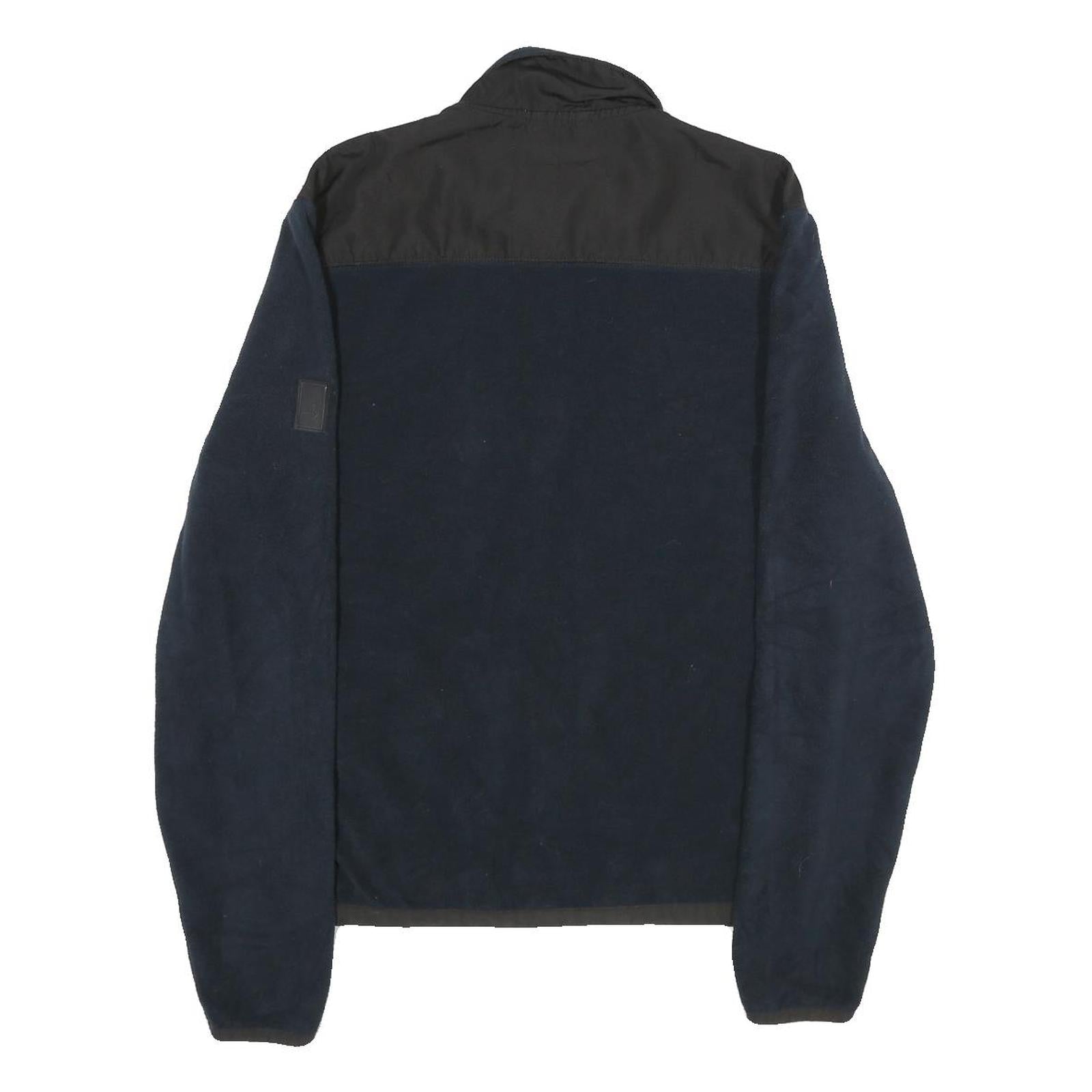 CALVIN KLEIN Womens Black & Navy Zip Up Fleece Jacket M Polyester Casual