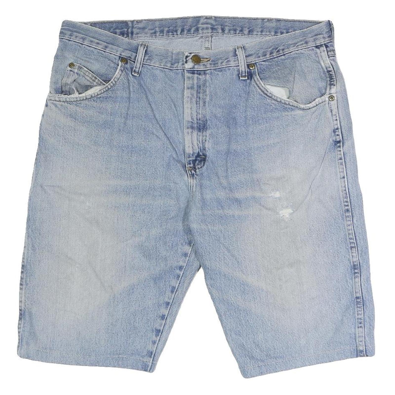WRANGLER Mens Denim Shorts Light Blue Casual Regular Fit L W36 Cotton