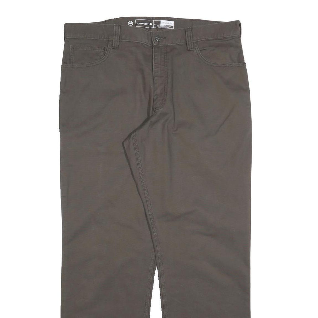 CARHARTT Mens Cotton Brown Relaxed Straight Trousers W36 L32 Workwear Casual