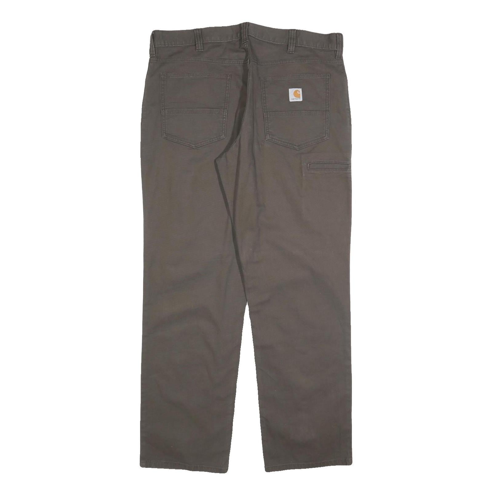 CARHARTT Mens Cotton Brown Relaxed Straight Trousers W36 L32 Workwear Casual