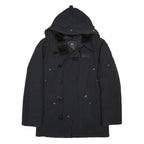 ALPHA INDUSTRIES Mens Black Jacket XS PVC Plain Zip Hooded Classic Fit Cold
