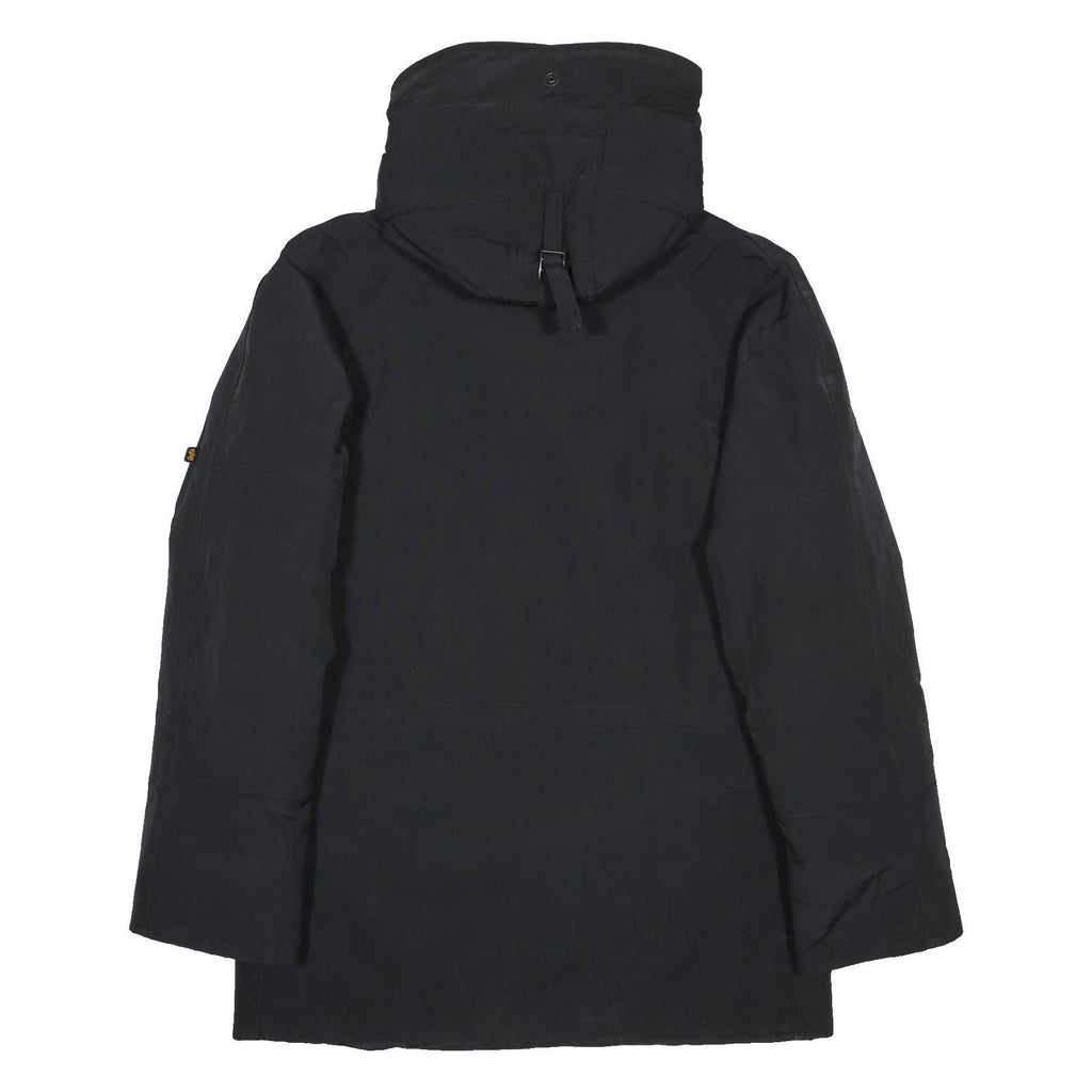 ALPHA INDUSTRIES Mens Black Jacket XS PVC Plain Zip Hooded Classic Fit Cold