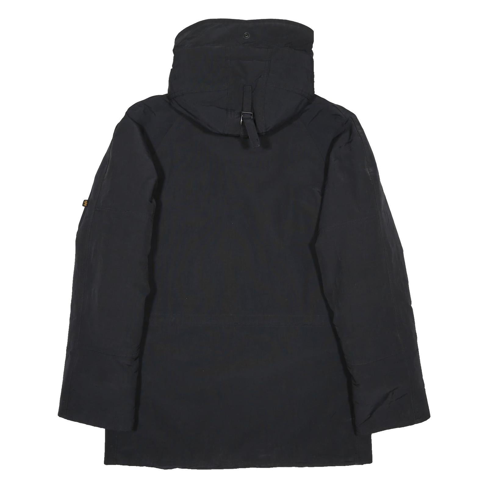ALPHA INDUSTRIES Mens Black Jacket XS PVC Plain Zip Hooded Classic Fit Cold