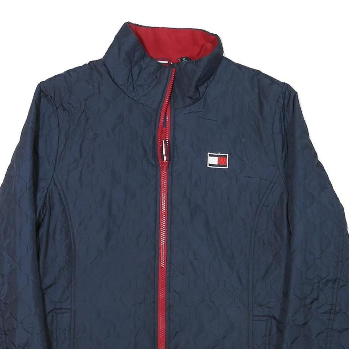 TOMMY HILFIGER Womens Blue Red Jacket M Polyester Quilted Zip Up Outerwear