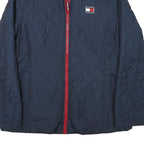 TOMMY HILFIGER Womens Blue Red Jacket M Polyester Quilted Zip Up Outerwear