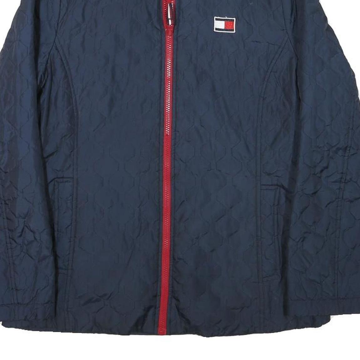 TOMMY HILFIGER Womens Blue Red Jacket M Polyester Quilted Zip Up Outerwear