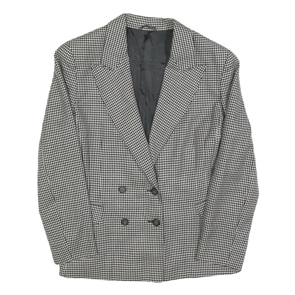 PENNY BLACK Womens Black & White Houndstooth Blazer Jacket UK 12 Wool Tailored