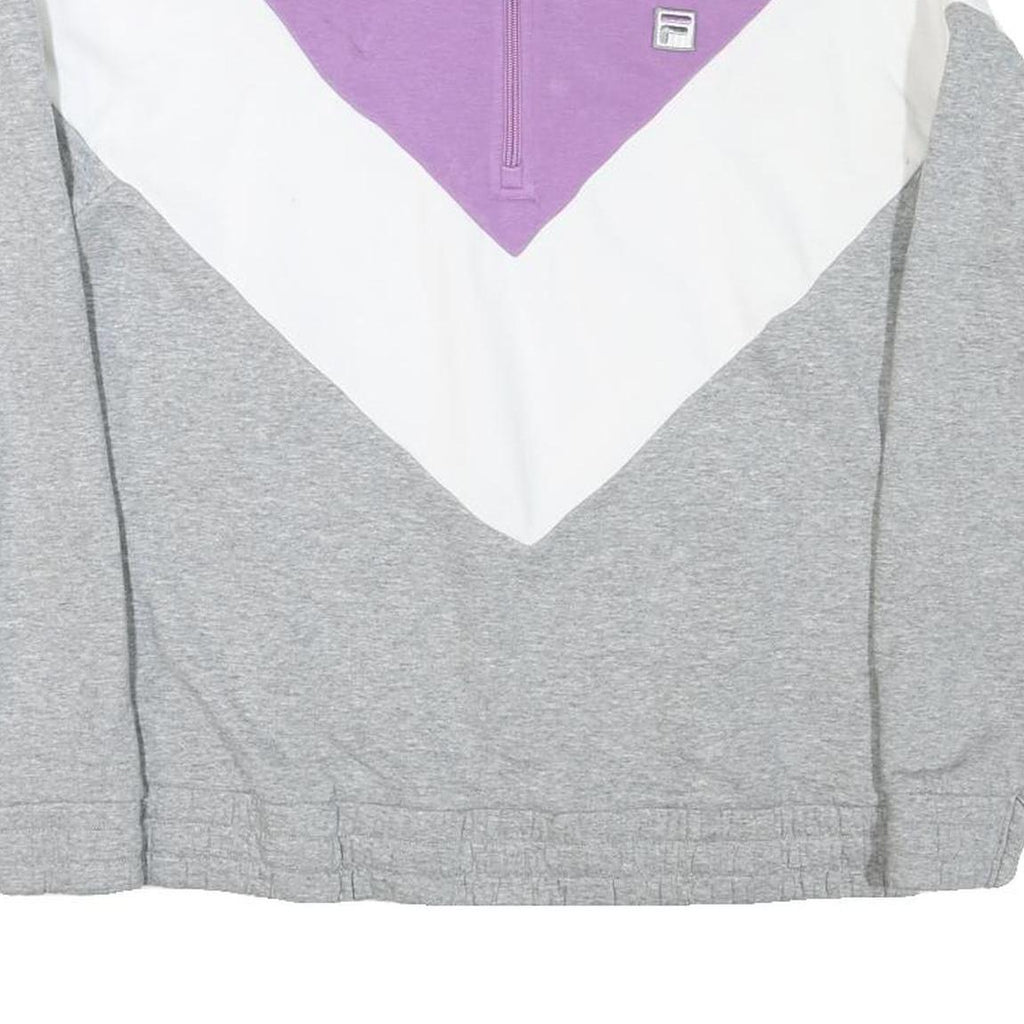 FILA Womens Purple & White & Grey Sweatshirt Collared M Cotton Blend Casual