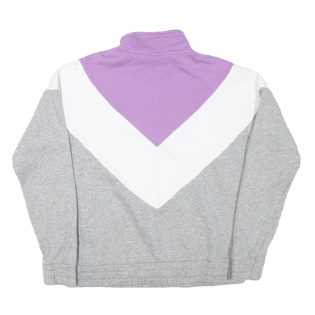 FILA Womens Purple & White & Grey Sweatshirt Collared M Cotton Blend Casual