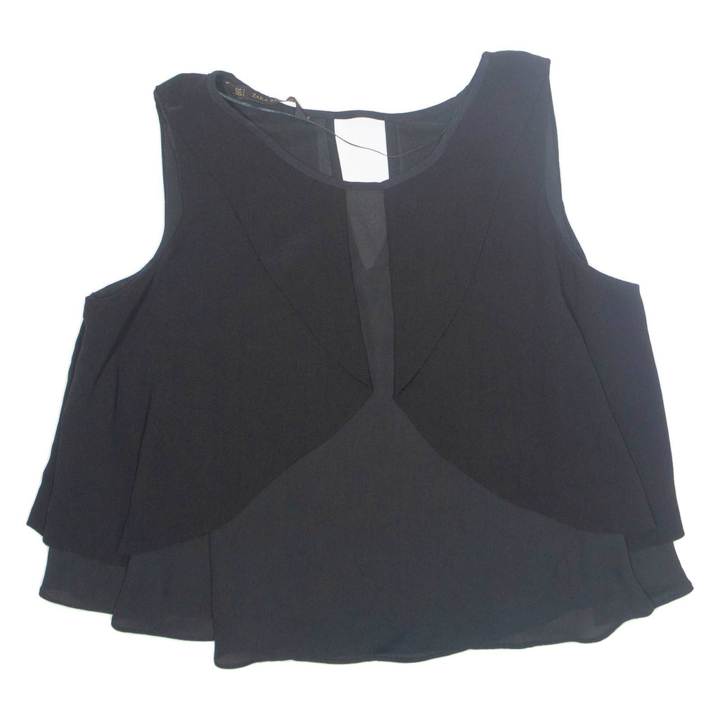 ZARA Womens Cropped Blouse Black M