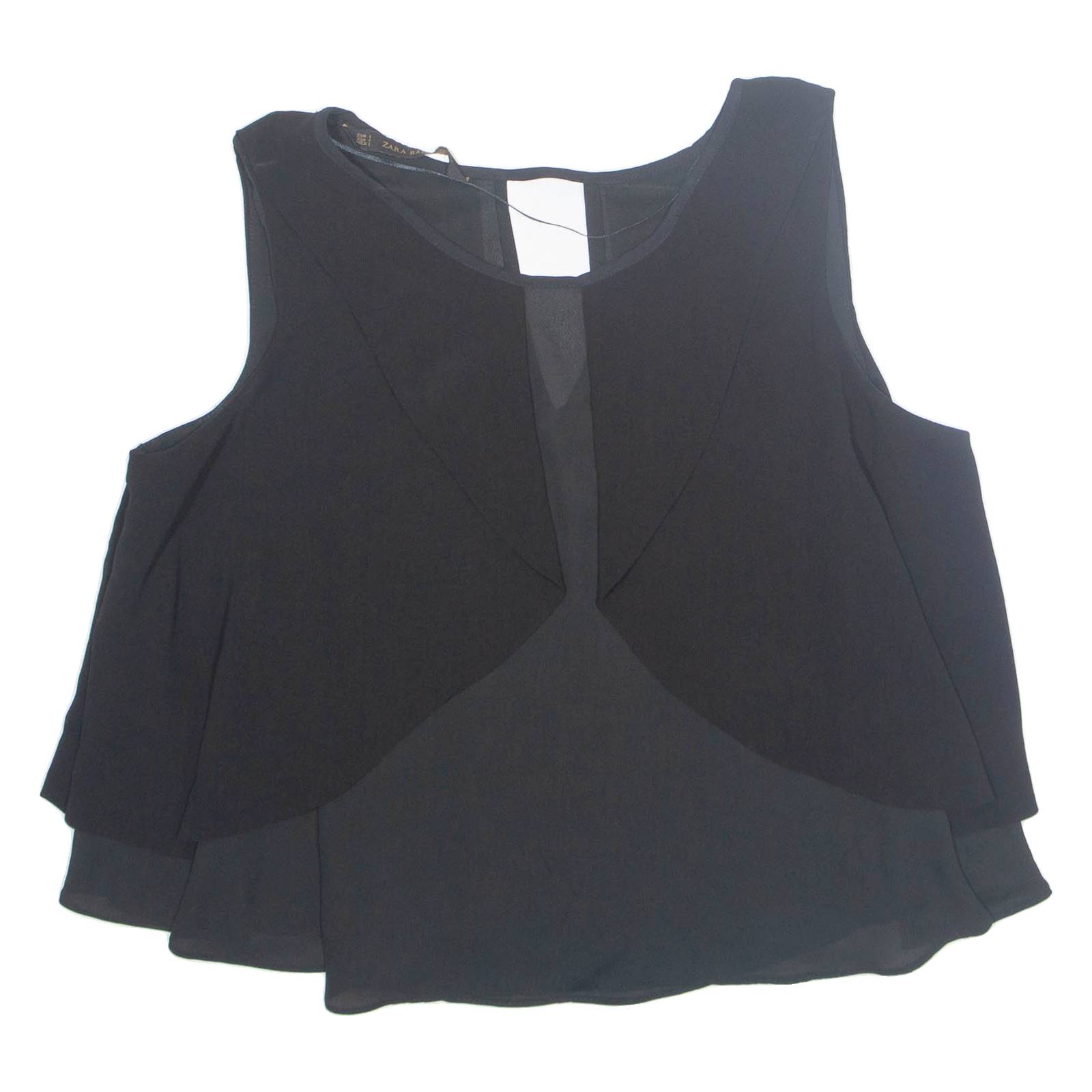 ZARA Womens Cropped Blouse Black M