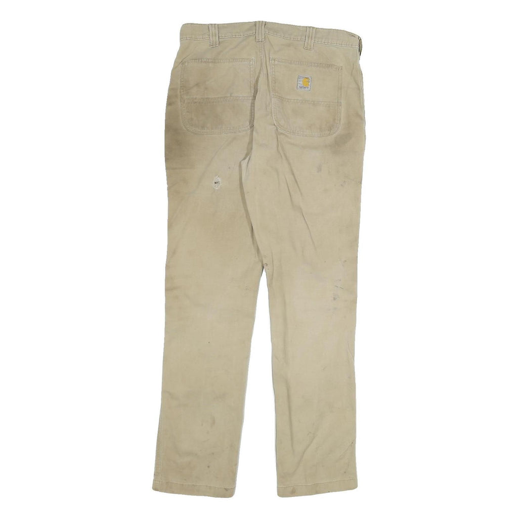 CARHARTT Mens Regular Fit Beige Cotton Blend Straight Leg Trousers W32 L32
