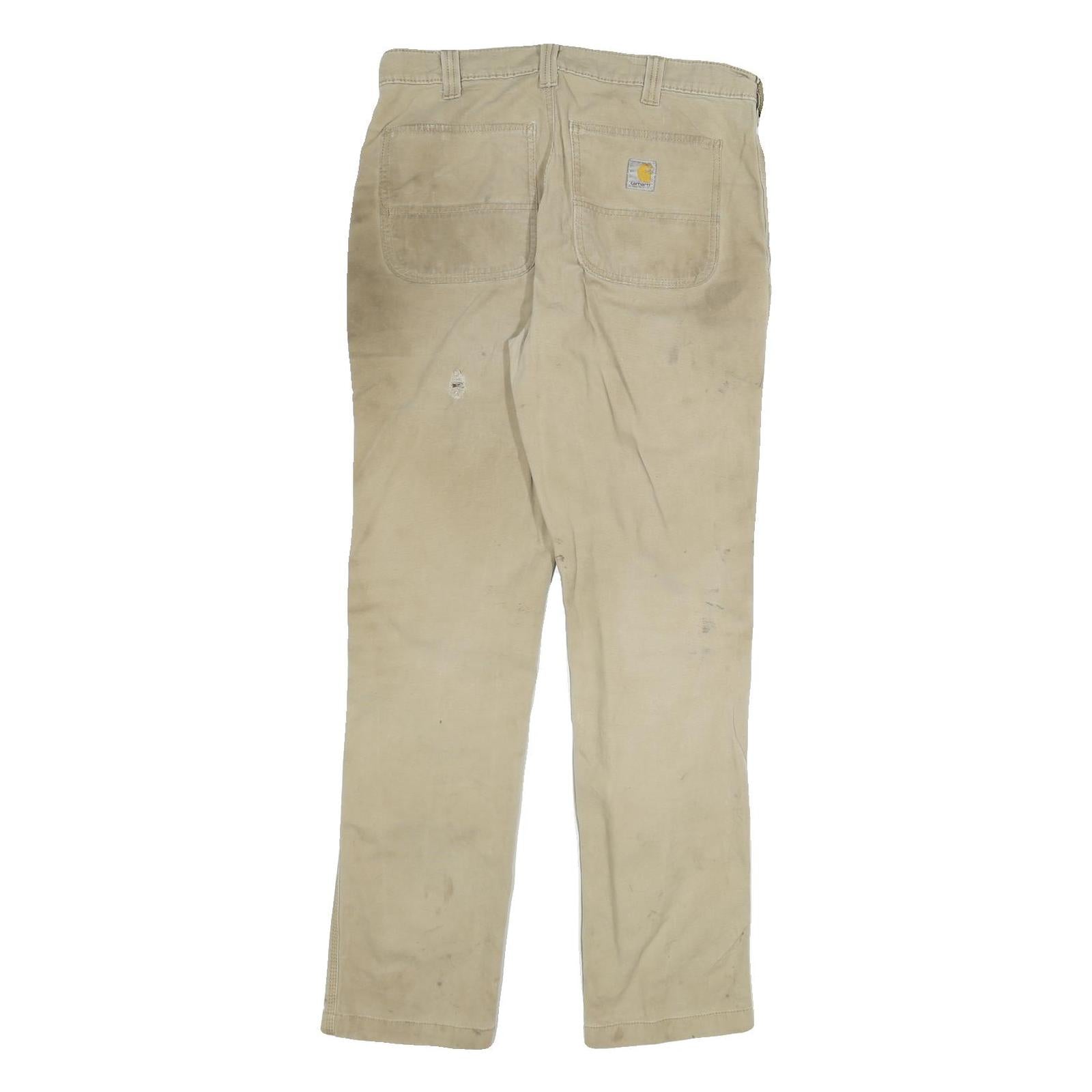 CARHARTT Mens Regular Fit Beige Cotton Blend Straight Leg Trousers W32 L32