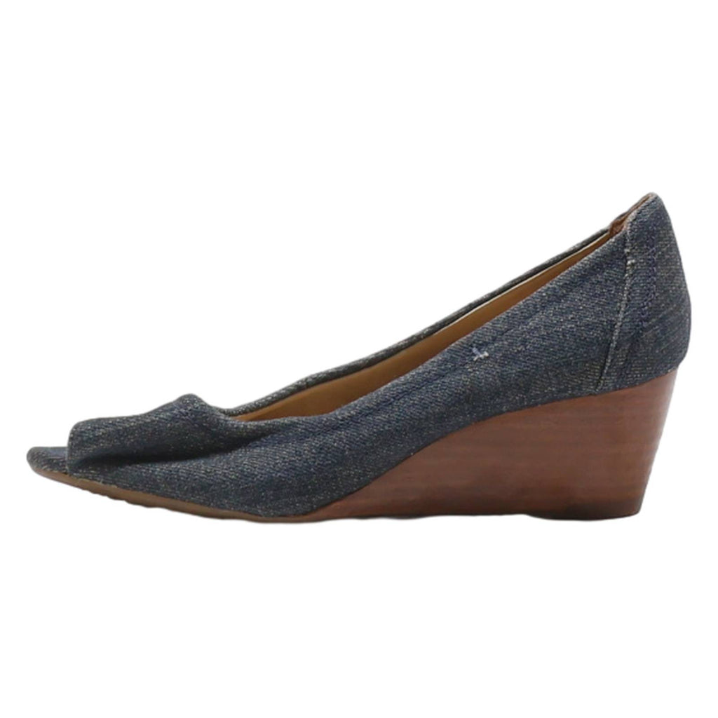 CLARKS Wedge Peep Toe Heels Blue Synthetic Womens UK 4.5