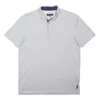 TED BAKER Mens Grey White Geometric Short Sleeve Polo Shirt M Cotton Stylish