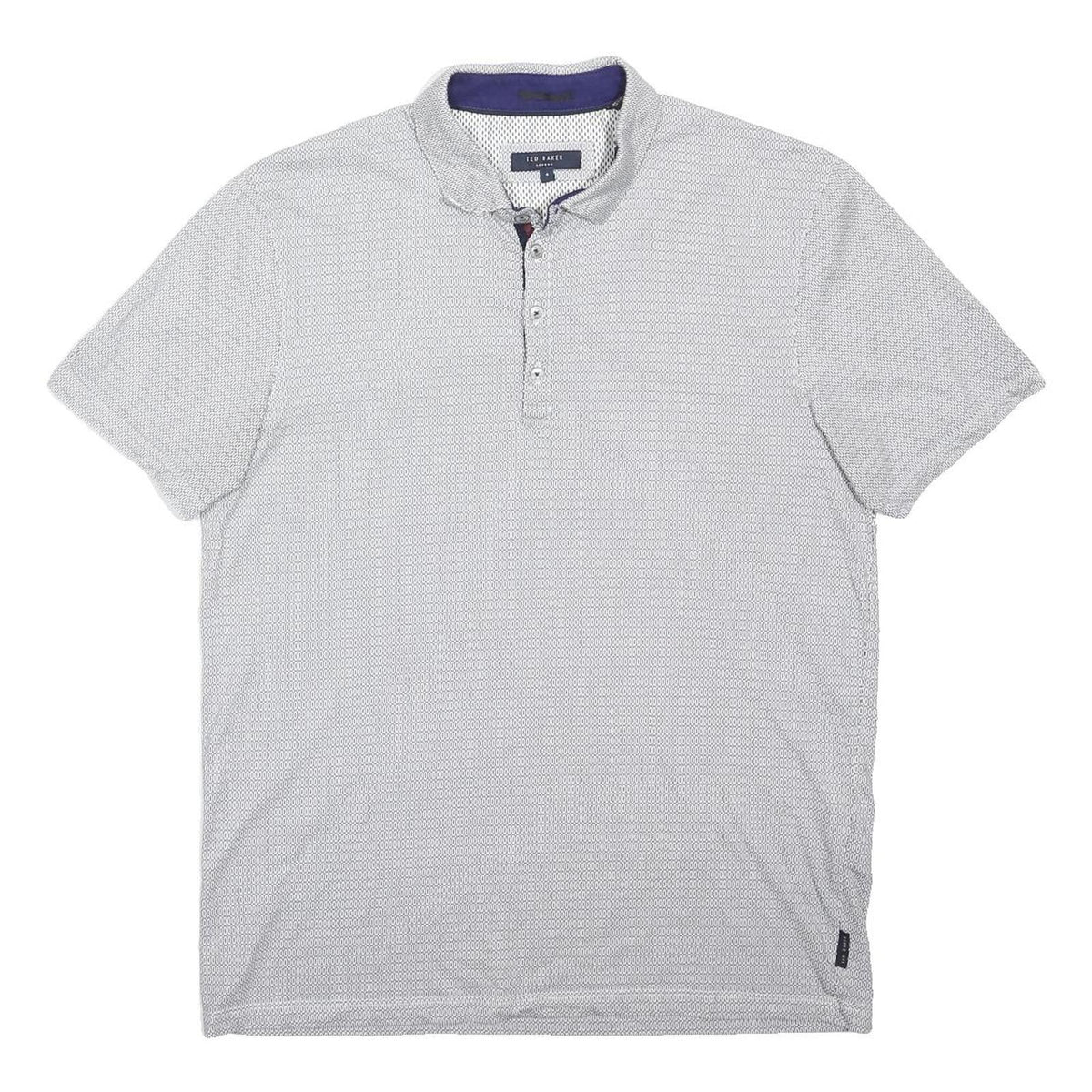 TED BAKER Mens Grey White Geometric Short Sleeve Polo Shirt M Cotton Stylish