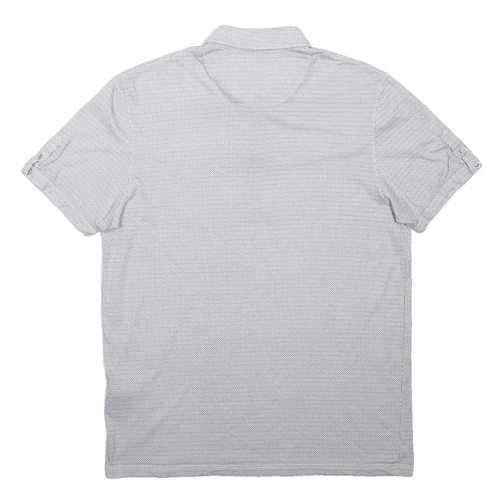 TED BAKER Mens Grey White Geometric Short Sleeve Polo Shirt M Cotton Stylish