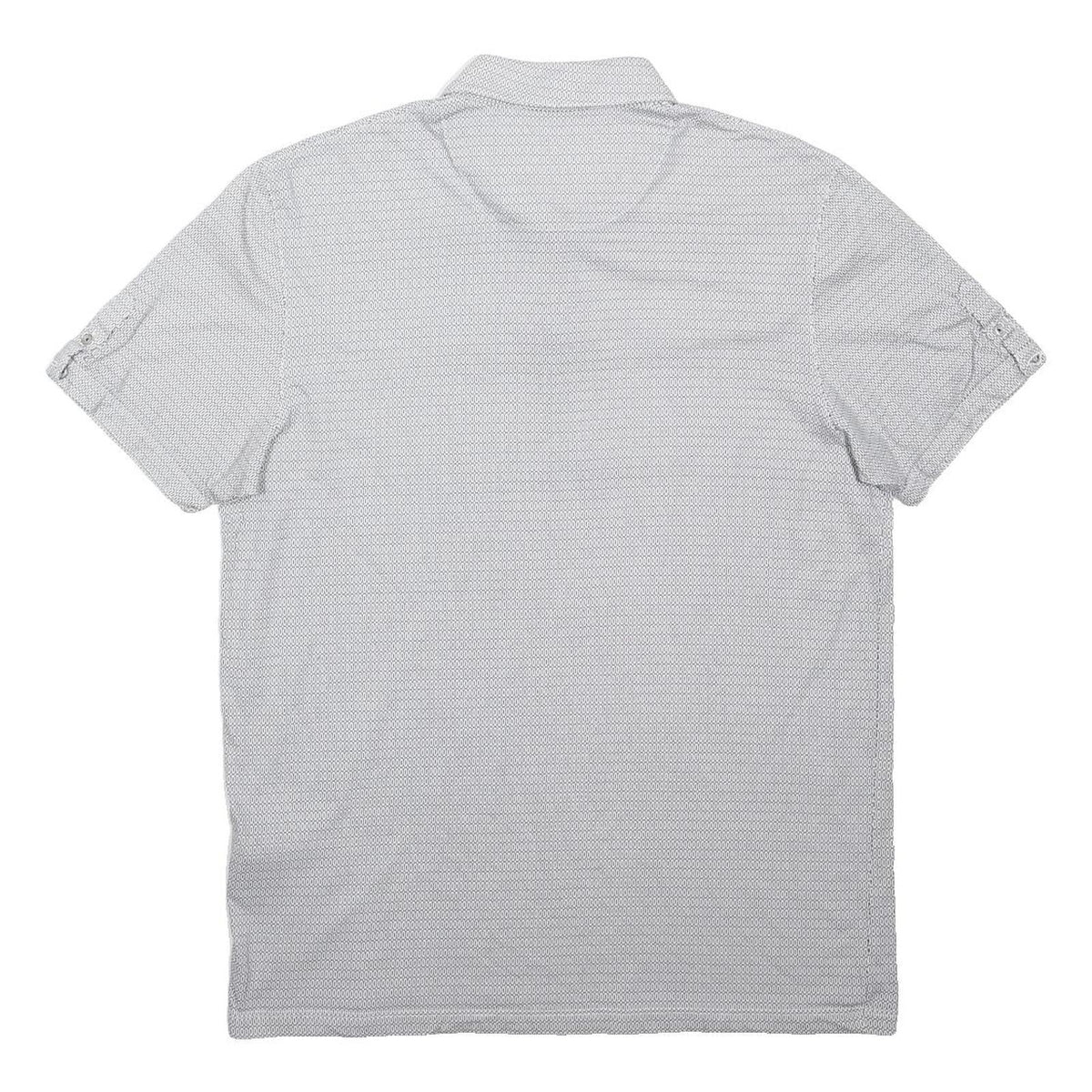 TED BAKER Mens Grey White Geometric Short Sleeve Polo Shirt M Cotton Stylish