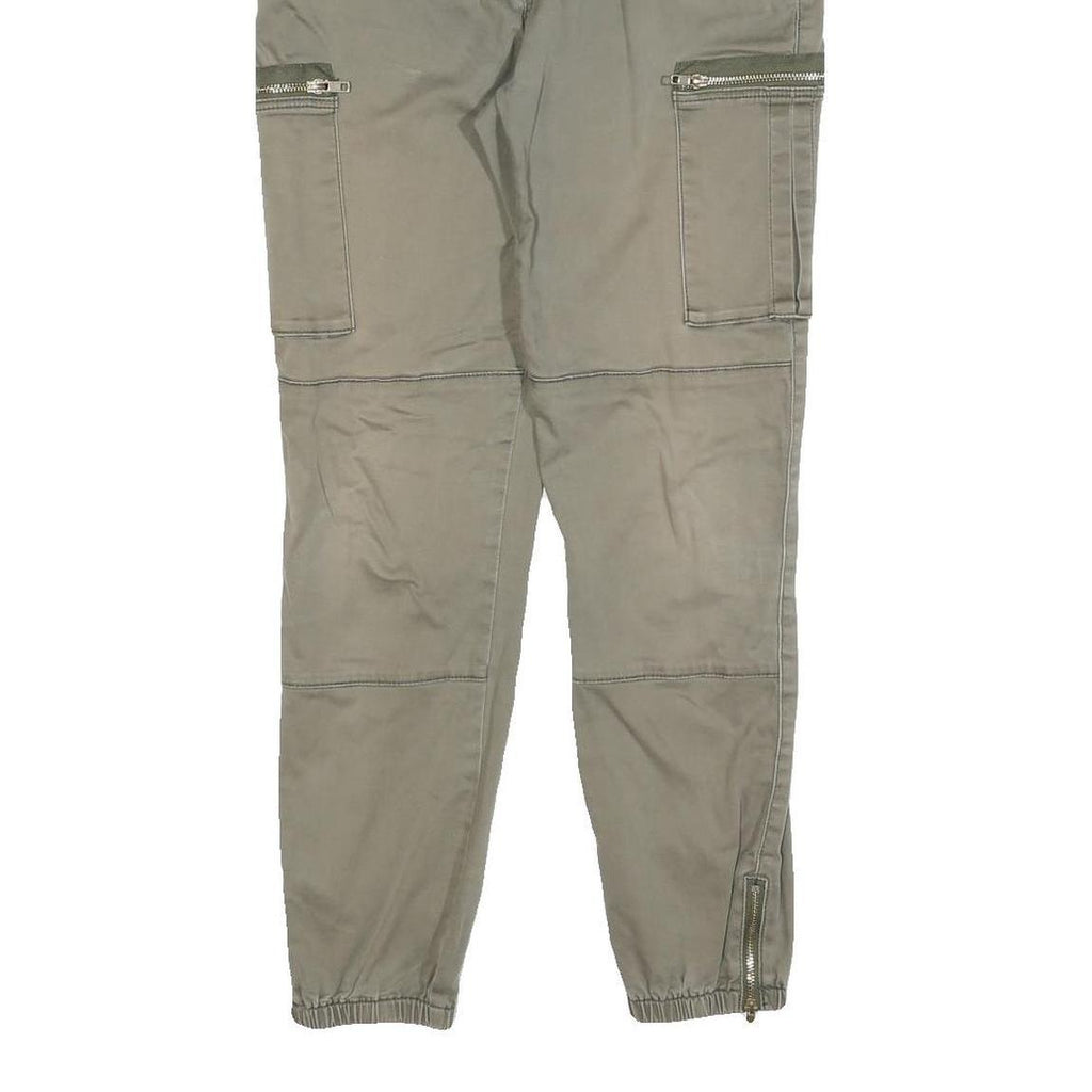 TALLY WEIJL Womens Cotton Blend Slim Khaki Green Slim Cargo Trousers W30 L27