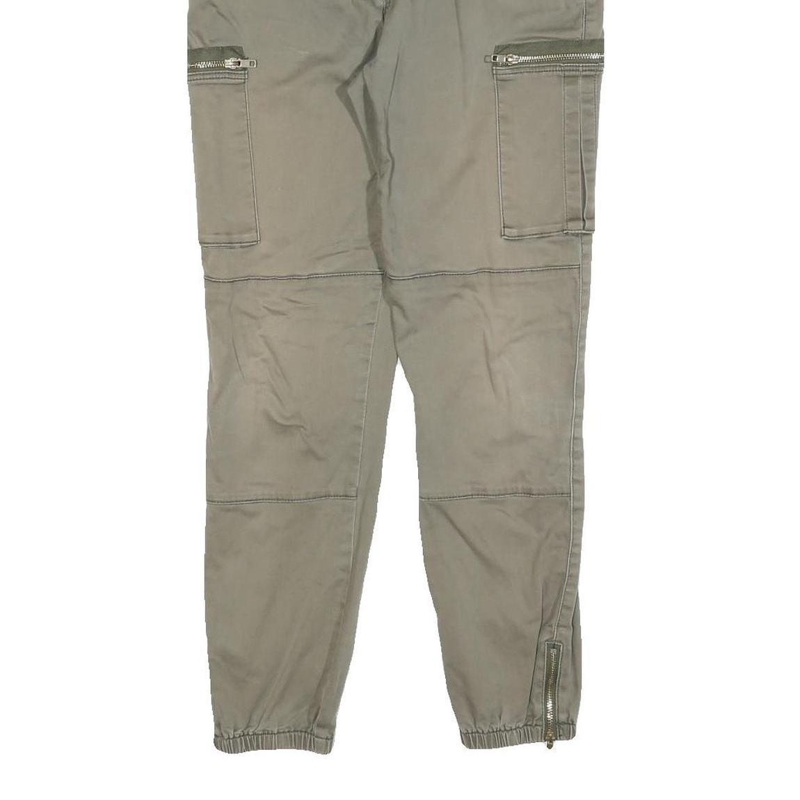 TALLY WEIJL Womens Cotton Blend Slim Khaki Green Slim Cargo Trousers W30 L27