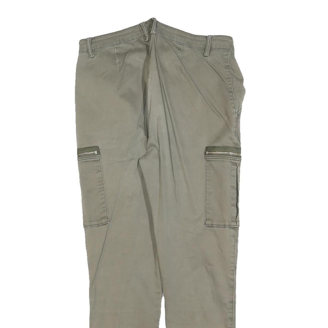 TALLY WEIJL Womens Cotton Blend Slim Khaki Green Slim Cargo Trousers W30 L27