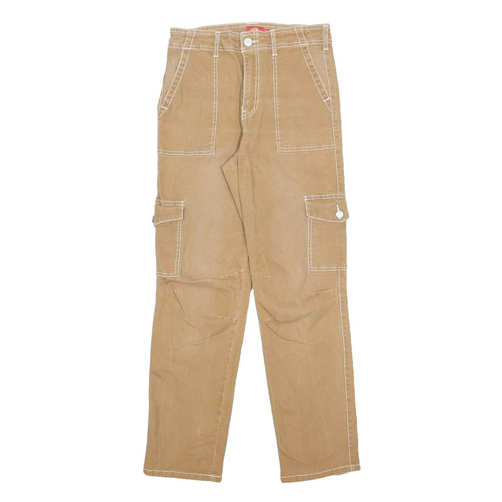 DICKIES Womens Slim Beige Cargo Trousers W28 L28 Cotton Blend Zip