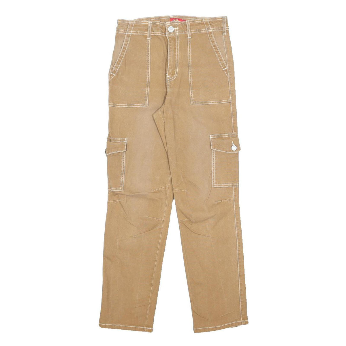 DICKIES Womens Slim Beige Cargo Trousers W28 L28 Cotton Blend Zip