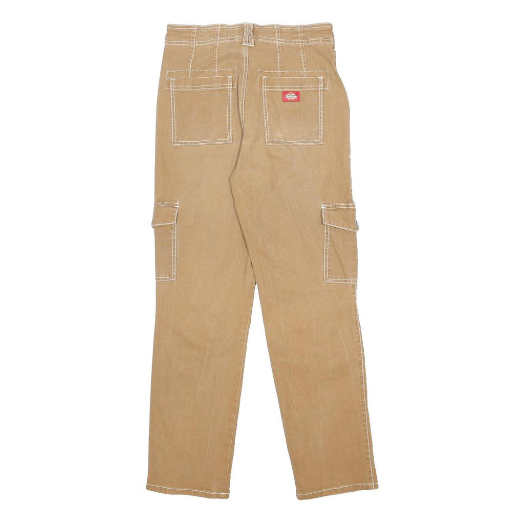 DICKIES Womens Slim Beige Cargo Trousers W28 L28 Cotton Blend Zip