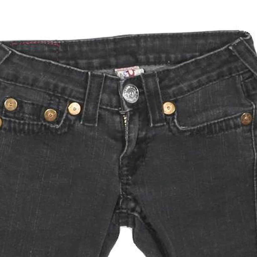 TRUE RELIGION Womens Shorts Black Denim Cut-Off XXS W25 Distressed Hem