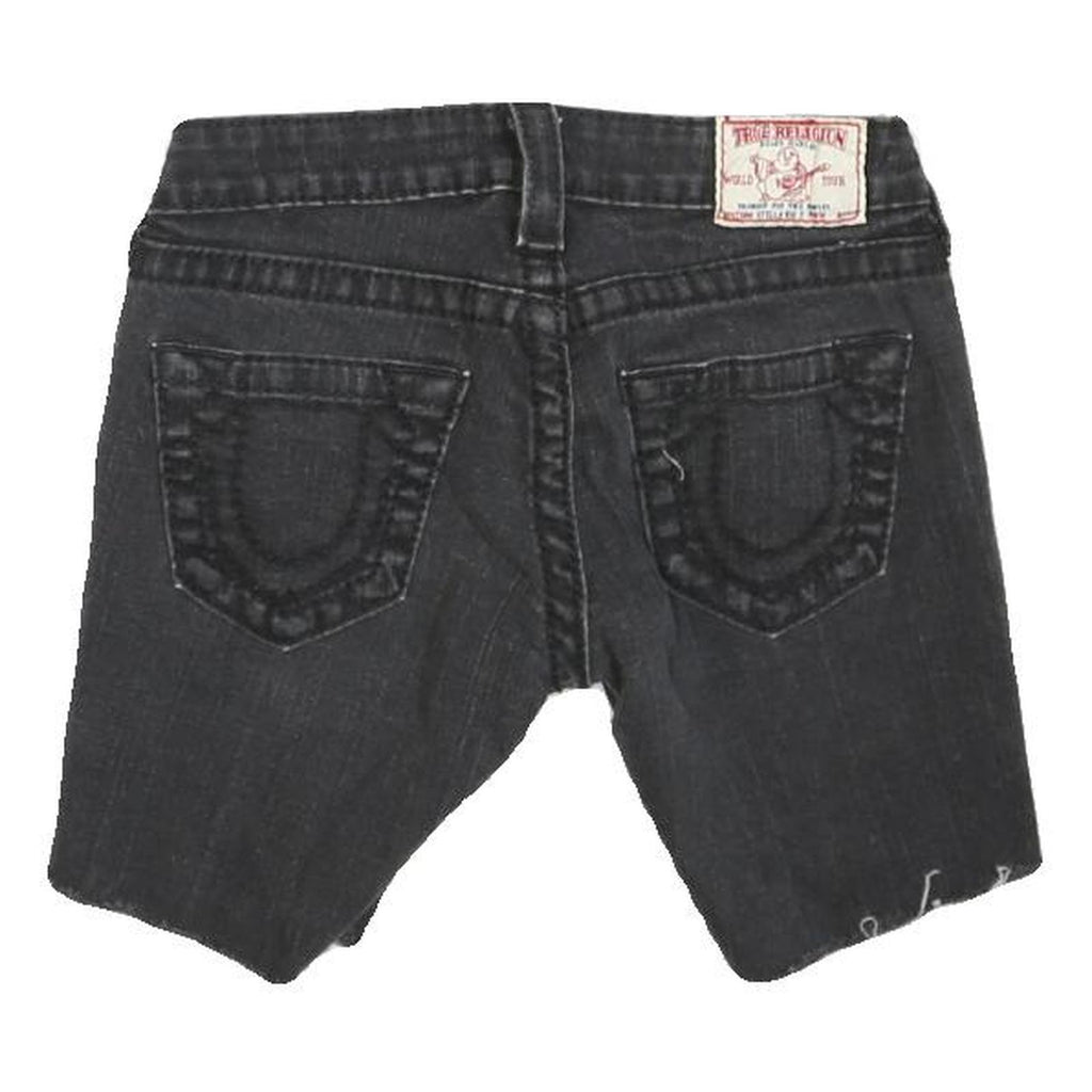 TRUE RELIGION Womens Shorts Black Denim Cut-Off XXS W25 Distressed Hem