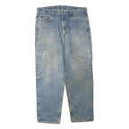 CARHARTT Mens Regular Fit Blue Denim Jeans W36 L30 Distressed Cotton Blend Zip