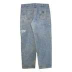 CARHARTT Mens Regular Fit Blue Denim Jeans W36 L30 Distressed Cotton Blend Zip