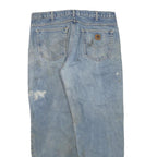 CARHARTT Mens Regular Fit Blue Denim Jeans W36 L30 Distressed Cotton Blend Zip