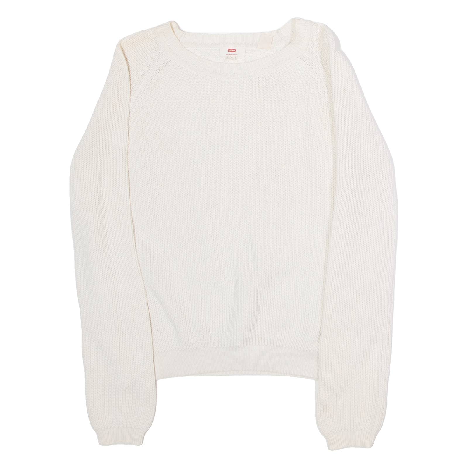 LEVI'S Womens Jumper Cream Crew Neck Tight Knit XS