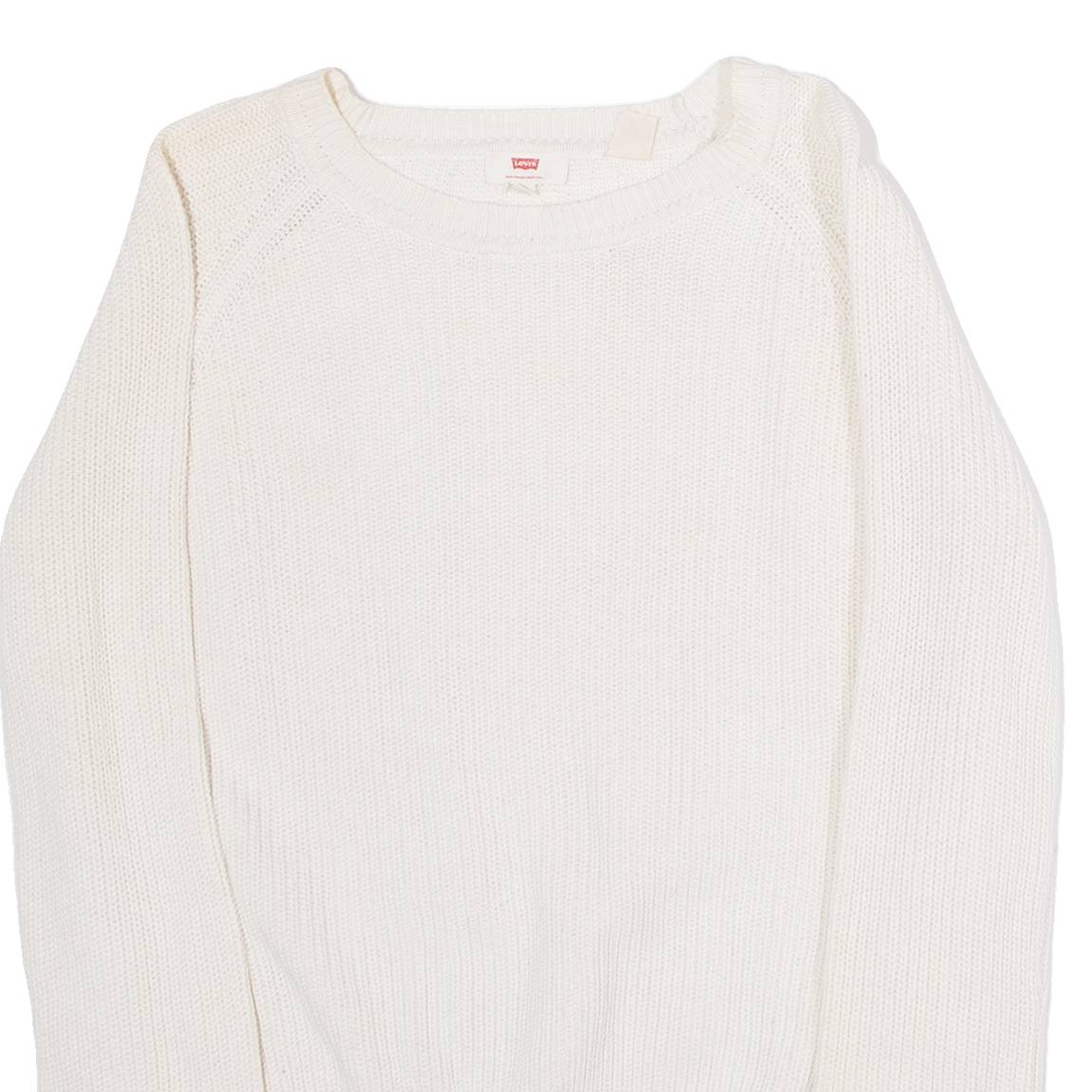 LEVI'S Womens Jumper Cream Crew Neck Tight Knit XS