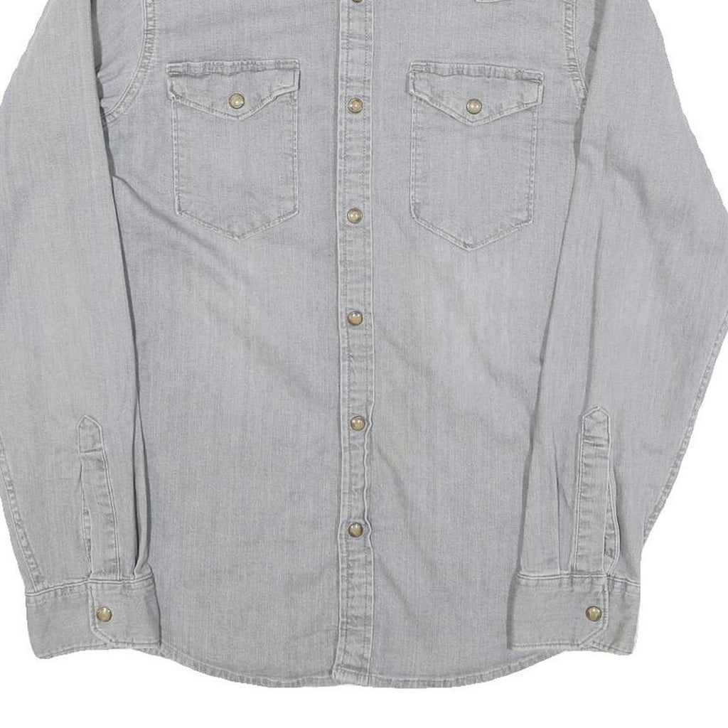 WRANGLER Mens Grey Light Denim Style Shirt S Casual Cotton Blend