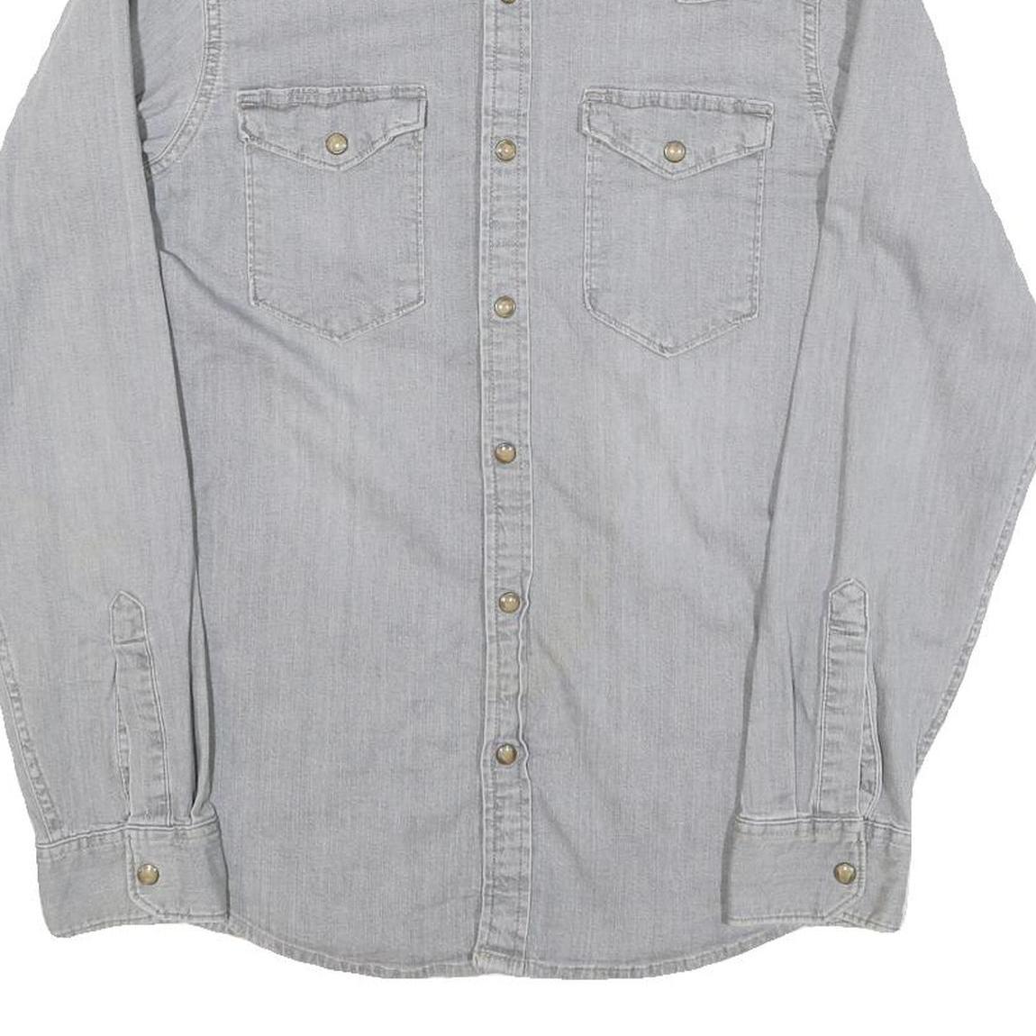WRANGLER Mens Grey Light Denim Style Shirt S Casual Cotton Blend
