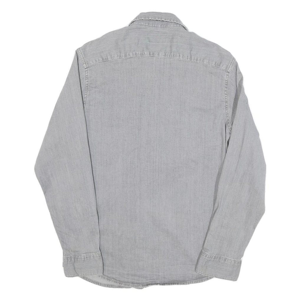 WRANGLER Mens Grey Light Denim Style Shirt S Casual Cotton Blend