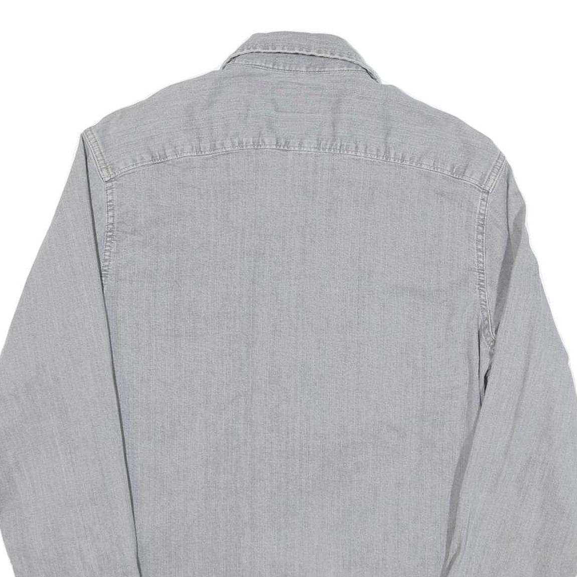 WRANGLER Mens Grey Light Denim Style Shirt S Casual Cotton Blend